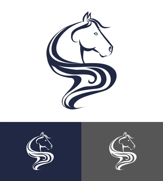 Лошадиный Логотип Длинной Гривой Линий Векторная Иллюстрация — стоковый вектор