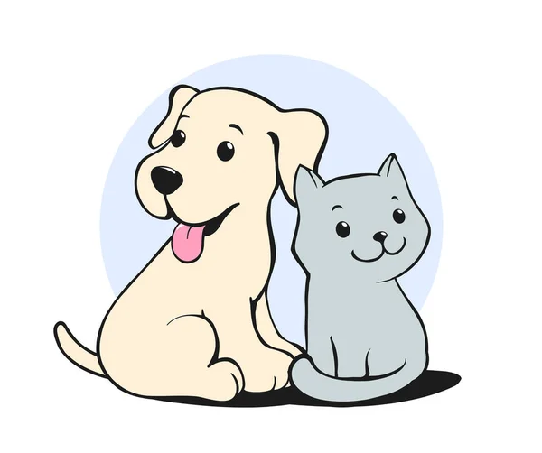 Иллюстрация Мультфильма Про Кошек Собак Логотип Дизайн Символа Милым Щенком — стоковый вектор