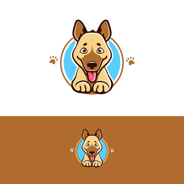 Cute Cartoon Doggy Smiling Face Pet Shop Dog Logo Illustration — Stock Vector