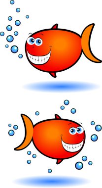 Funny goldfish and bubbles, vector illustration eps10 clipart