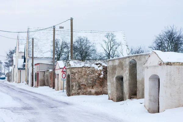 Kışın Şarap Mahzenleri Satov Çek Cumhuriyeti — Stok fotoğraf
