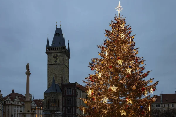 老城市广场在圣诞节时 布拉格 捷克共和国 — 图库照片