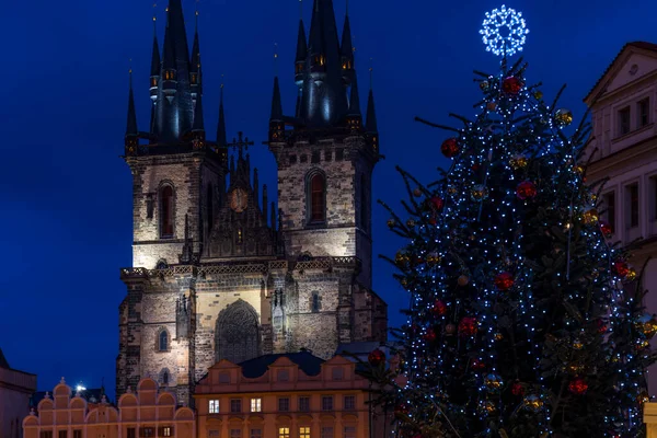 Eski Şehir Meydanı Noel Zamanı Prague Çek Cumhuriyeti — Stok fotoğraf