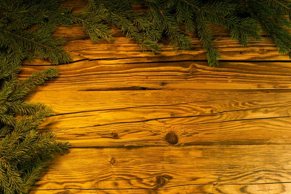 Vánoční Dřevěné Pozadí Větvičkami — Stock fotografie