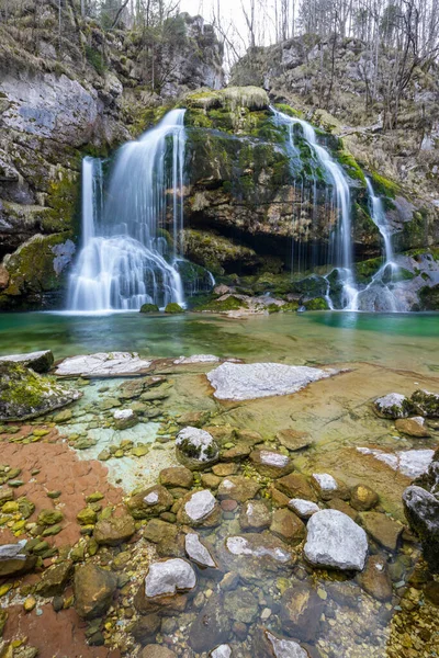 Vízesés Virje Slap Virje Triglavski Nemzeti Park Szlovénia — Stock Fotó