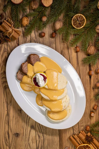 Typical Czech Meal Called Svickova Christmas Time — Stock Photo, Image