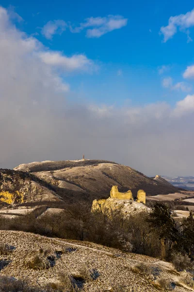 Зимовий Пейзаж Палави Руїнами Сіроччі Південна Моравія Чехія — стокове фото