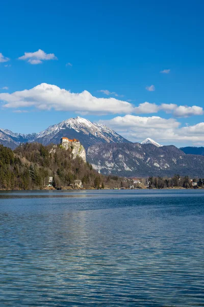 Castello Bled Alpi Giulie Inverno — Foto Stock