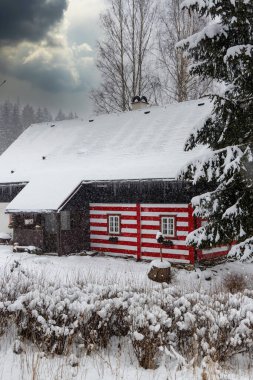 Eski ahşap kulübeler, Orlicke Dağları, Doğu Bohemya, Çek Cumhuriyeti