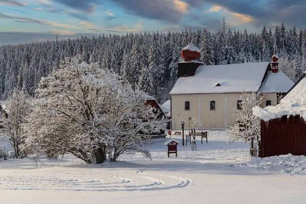 Зимний Пейзаж Вокруг Мала Упа Гигантские Горы Крконосе Восточная Чехия — стоковое фото