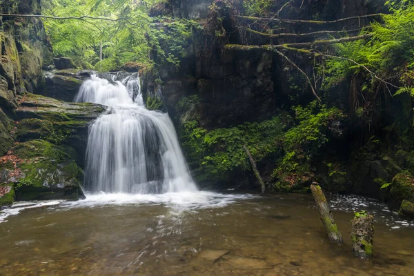 Watervallen Van Resov Aan Rivier Huntava Nizky Jesenik Noord Moravië — Stockfoto