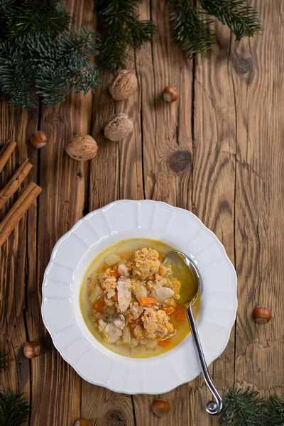 Nourriture Traditionnelle Noël République Tchèque Soupe Poisson — Photo