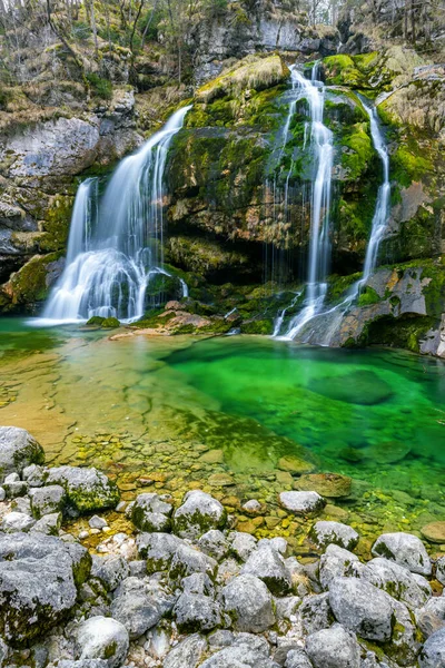 Waterfall Virje Slap Virje Εθνικό Πάρκο Triglavski Σλοβενία — Φωτογραφία Αρχείου