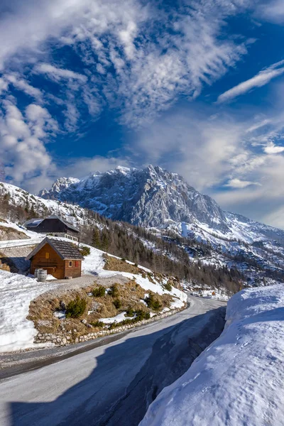 Χειμερινό Τοπίο Κοντά Στο Vrsic Εθνικό Πάρκο Triglavski Σλοβενία — Φωτογραφία Αρχείου