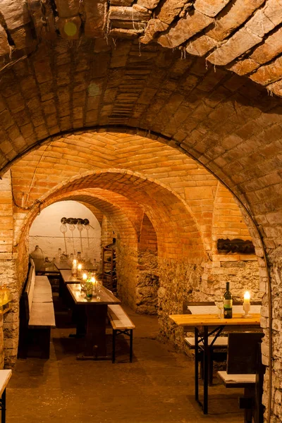 Interior Wine Cellar Ready Degustation Southern Moravia Czech Republic — Stock Photo, Image