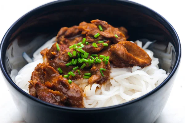 Meat Sauce Served Rice Noodles — Foto de Stock