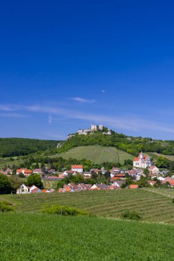 Falkenstein harabeleri ve üzüm bağı olan kasaba, Aşağı Avusturya, Avusturya