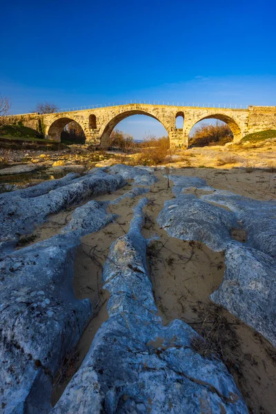 Pont Julien Roman Stone Arch Bridge Calavon River Provence France — Stock Photo, Image