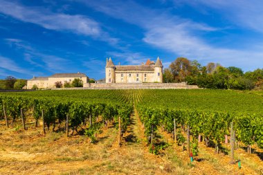 Chateau de Rully Şatosu, Saone-et-Loire kalkışı, Burgundy, Fransa