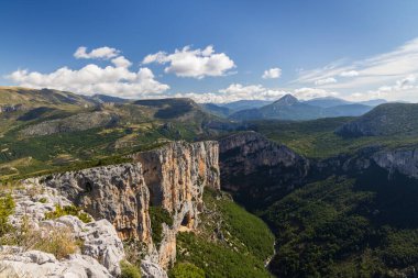 Mountain landscape width Canyon of Verdon River (Verdon Gorge) in Provence, France