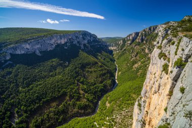 Mountain landscape width Canyon of Verdon River (Verdon Gorge) in Provence, France