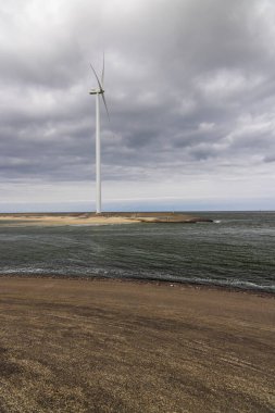 Wind turbines on edge of  national park Oosterschelde, Domburg - Vrouwenpolder, The Netherlands