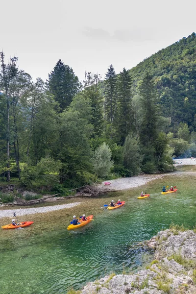 Rafting Sava Bohinjka Parku Narodowym Triglav Słowenia — Zdjęcie stockowe