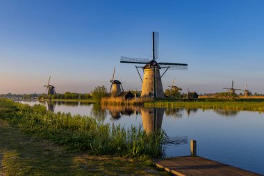 Traditional Dutch windmills in Kinderdijk - Unesco site, The Netherlands