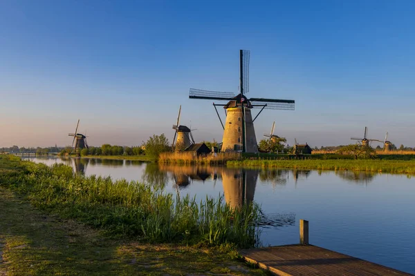 Moulins Vent Traditionnels Néerlandais Kinderdijk Site Unesco Pays Bas — Photo