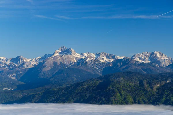 Zimowy Krajobraz Szczytem Triglav Park Narodowy Triglavski Słowenia — Zdjęcie stockowe