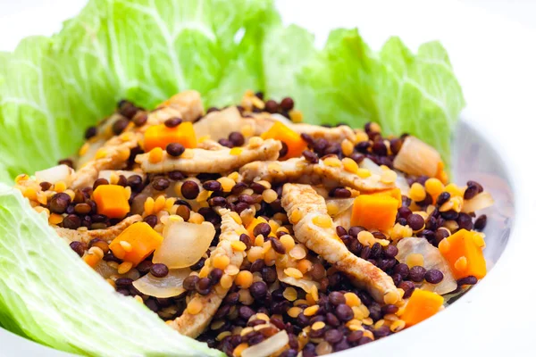 Lentil Salad Poultry Meat Vegetables — Stock fotografie