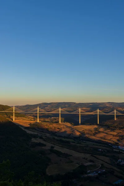 Multi Span Cable Stayed Millau Viaduct Gorge Valley Tarn River — Stock fotografie