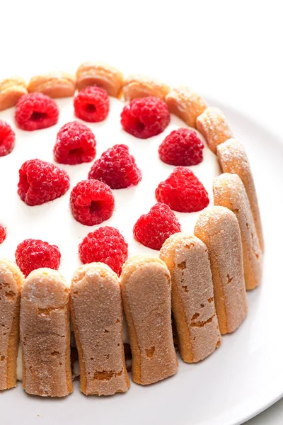 Raspberry Cream Cake Italian Sponge Cakes — Stock Photo, Image