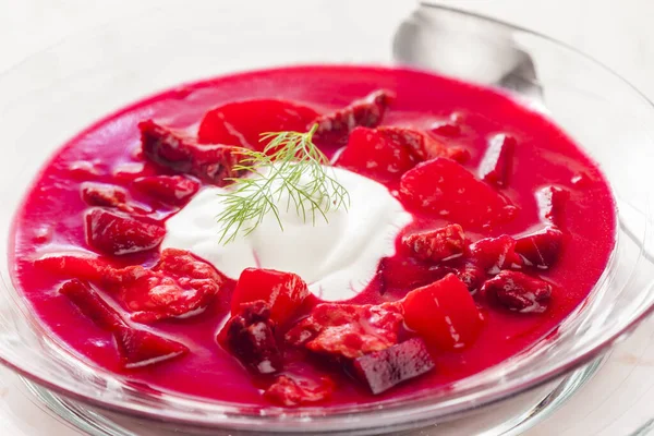 Kırmızı Pancar Çorbası Ekşi Krema — Stok fotoğraf
