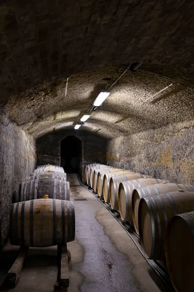 Piwnice Beczkami Tradycyjne Wino Nazwie Bikaver Koło Egeru Węgry — Zdjęcie stockowe