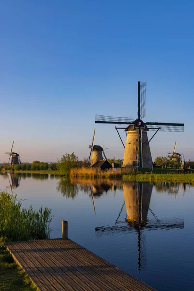 Traditional Dutch Windmills Kinderdijk Unesco Site Netherlands — Stockfoto