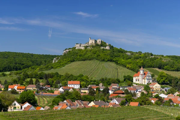 Falkenstein Ruínas Cidade Com Vinha Baixa Áustria Áustria — Fotografia de Stock