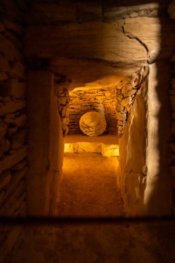 Interior of dolmen de El Romeral, UNESCO site, Antequera, Spain