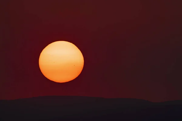 Sun Disc Spots Sunset Hot Summer Day — 图库照片
