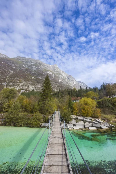 Touw Brug Rivier Soca Triglavski Nationaal Park Slovenië — Stockfoto