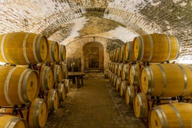 Wine cellar in Castello di Razzano, Piedmont, Italy