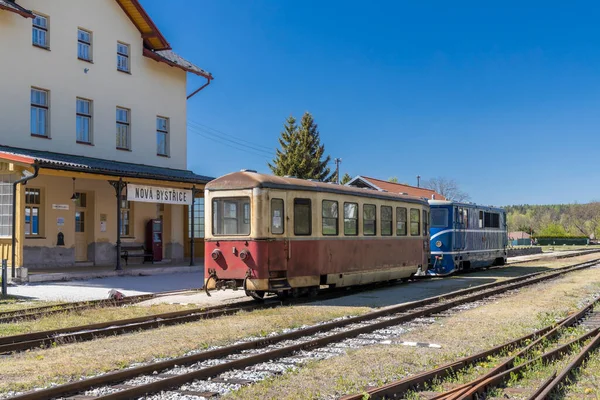 Järnväg Med Smal Spårvidd Jindrichuv Hradec Till Nova Bystrice Station — Stockfoto