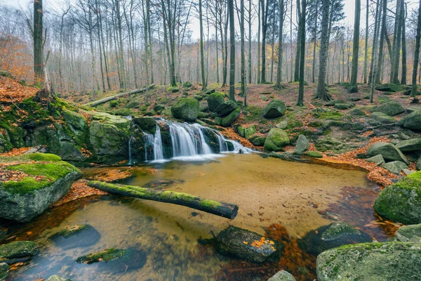 Maly Stolpich Waterfall Jizerskohorske Buciny Unesco Site Northern Bohemia Czech — Stock fotografie