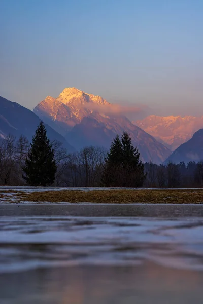 Winter Landscape Village Bovec Triglavski National Park Slovenia — Stock Photo, Image