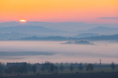 Sumava sumset near Pisek, Southern Bohemia, Czech Republic clipart