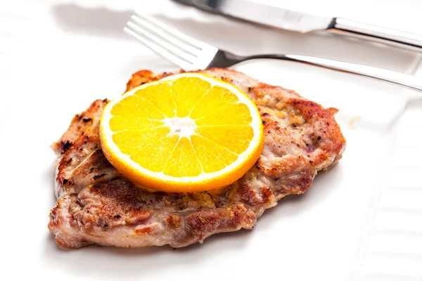 Pork Cutlet Served Orange — ストック写真