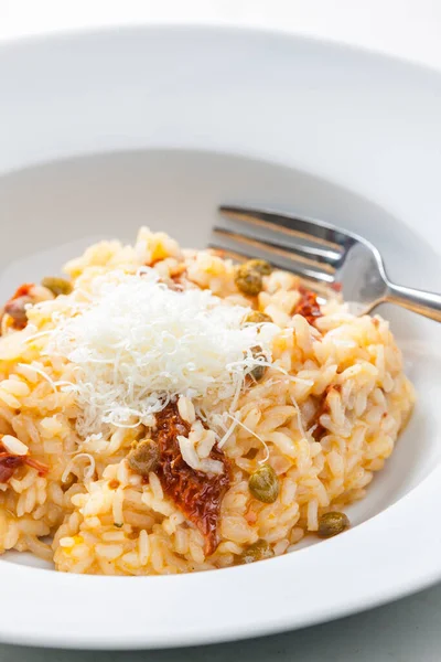 Italian Risotto Dry Tomatoes Capers — Stock Photo, Image