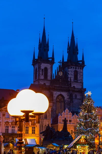 Arbre Noël Sur Place Vieille Ville Prague République Tchèque — Photo