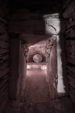 Interior of dolmen de El Romeral, UNESCO site, Antequera, Spain