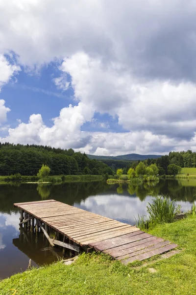 Pond Poniatow Rudawa Orlicke Mountains Okres Kladzko Poland — Stock Photo, Image